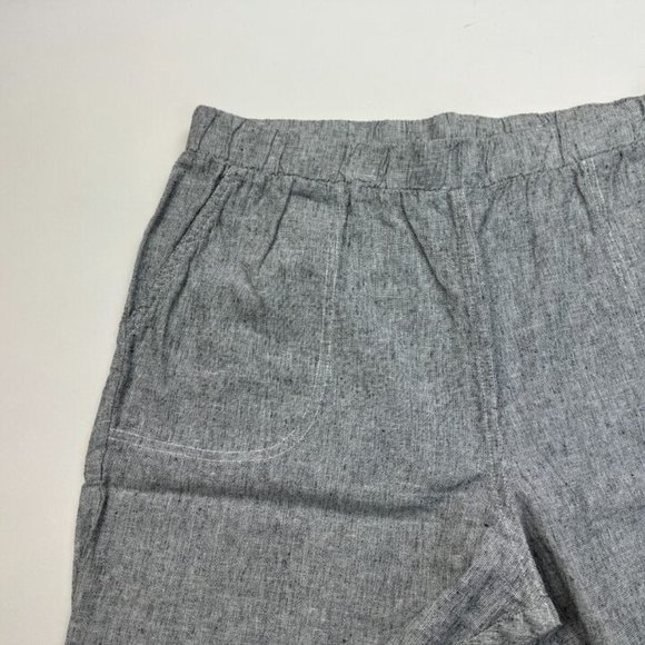 Cut Loose Cotton Linen Crop Pants Women XL EUC Elastic waist Raw Hem Pockets - Picture 6 of 11